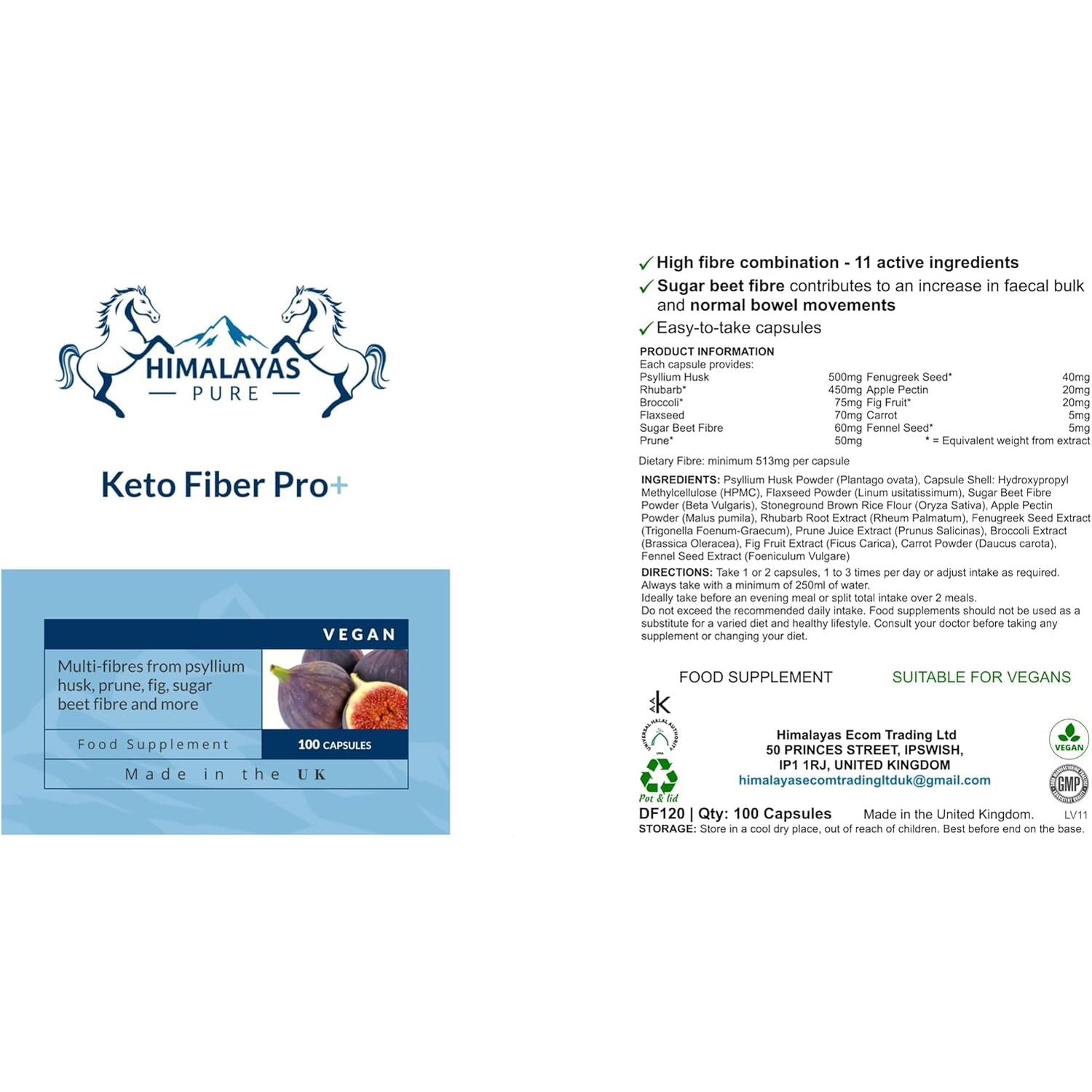 Himalayas Pure Keto Fiber Pro+ Dietary Fiber 100 Capsules