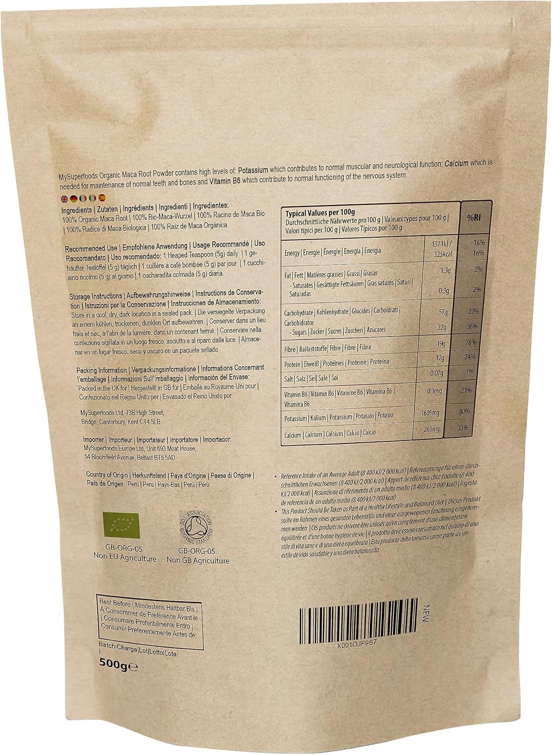 Mysuperfoods Organic Maca Root Powder 500G