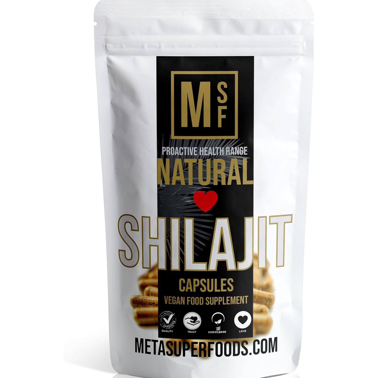 Shilajit | 60 Capsules | 60% Fulvic Acid | 1400 Milligrams Shilajit Resin Powder per Capsule | High Strength Shilajit Capsules | Vegan Himalayan