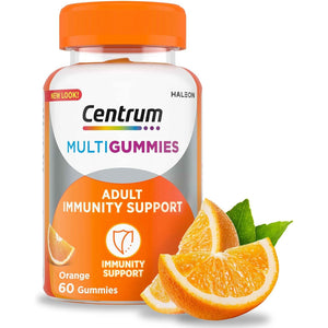 Centrum Multigummies Immunity Support, Gummy Multivitamins for Adults, Orange Natural Fruit Flavouring, Includes Essential Nutrients Including Vitamins D, A, C & Zinc, 60 Ct