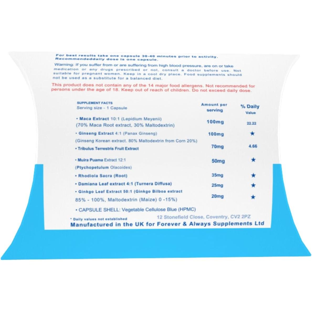 2 X MR-V Blue Natural Supplements, 400Mg Sex Tablets for Men, Ginseng & Maca Ultra Strong Male Performance Capsules, Last Longer, Fast Acting, Stamina, Sex Drive, Libido & Endurance Support!