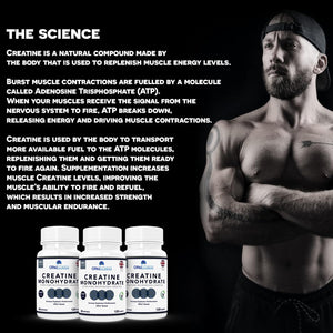 Creatine Monohydrate Tablets by Opal Fitness – Easy to Swallow Vegan Tablets - Scientifically Proven to Increase Muscle Strength, High Intensity Explosive Energy, and Build Lean Muscle Mass