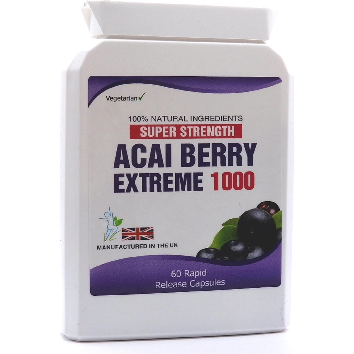 Acai Berry Extreme 1000 Pure Detox 60 Capsules Weight Management Supplement