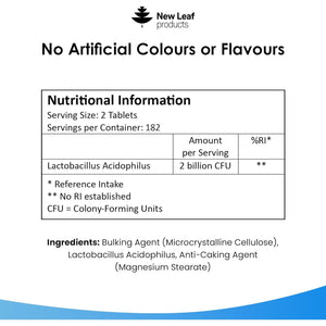 Lactobacillus Acidophilus Supplements 365 Tablets High Strength - Digestive & Gut Health Supplements Lactobacillus Live Cultures for Gut Health - Vegan, Gmo-Free, Gluten-Free, GMP, UK Made