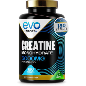 EVO NUTRITION Creatine Monohydrate Tablets 3000Mg - 180 Creatine Tablets | Unflavoured Gym Supplement & Powder Alternative for Men & Women | Muscle Mass & Exercise Recovery | Vegan, Keto & Made in UK