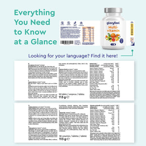 Multivitamin Tablets for Men & Women - 180 High Strength Multivitamins & Minerals Tablets - A-Z Multi Vitamins Supplements - Made in Germany