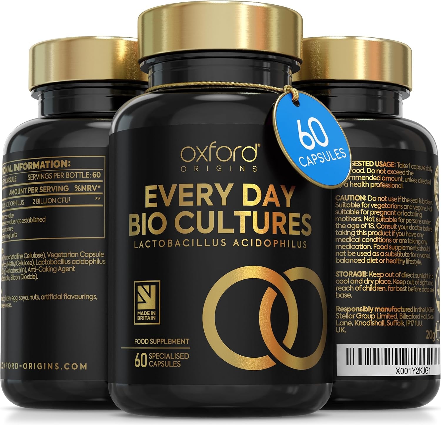 Advanced Probiotics for Gut Health | Expert Formulated Acidophilus Probiotic Gut Health Supplements, Bloating Relief | 60 Specialised Capsules with Bacterial Cultures, 150 Billion Cfu/G | Made in UK