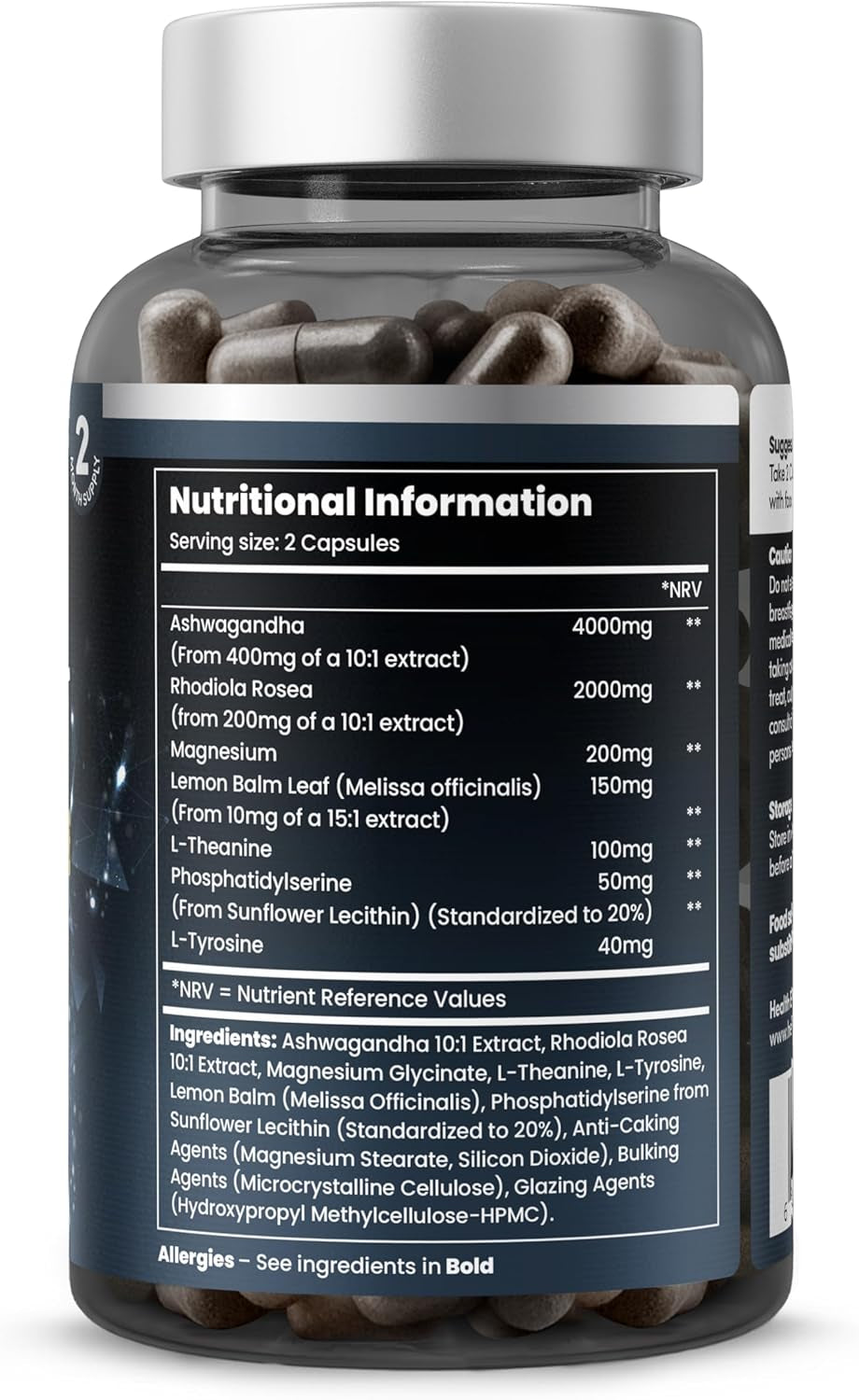 Cortisol Blend 6540Mg, Cortisol Reducing and Hormonal Harmony with Ashwagandha, Rhodiola Rosea, Magnesium, L-Theanine & L-Tyrosine - Cortisol Lowering Supplements – 120 Capsules by Healthessent