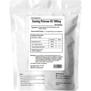 Ukhealthhouse Evening Primrose Oil – EPO Capsules, 1000Mg X 180 Softgels – High Strength Omega 6 GLA Content – Great for Skin, Immune System, Hormonal Pain, Hot Flushes & Women’S Health