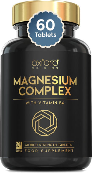 Advanced Magnesium Complex with Vitamin B6 | Made in the UK | Magnesium Supplements for Restless Leg Syndrome Relief, Leg Cramps & Sleep | Mag Citrate, Oxide & VIT B6 | 60 Capsules