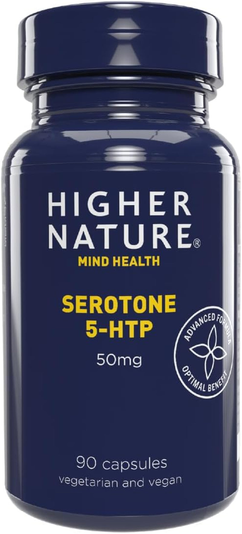 Higher Nature - Serotone 5HTP - 50Mg - Psychological Support - Natural Source of 5HTP - B Vitamins & Zinc - Vegan & Vegetarian - 90 Capsules