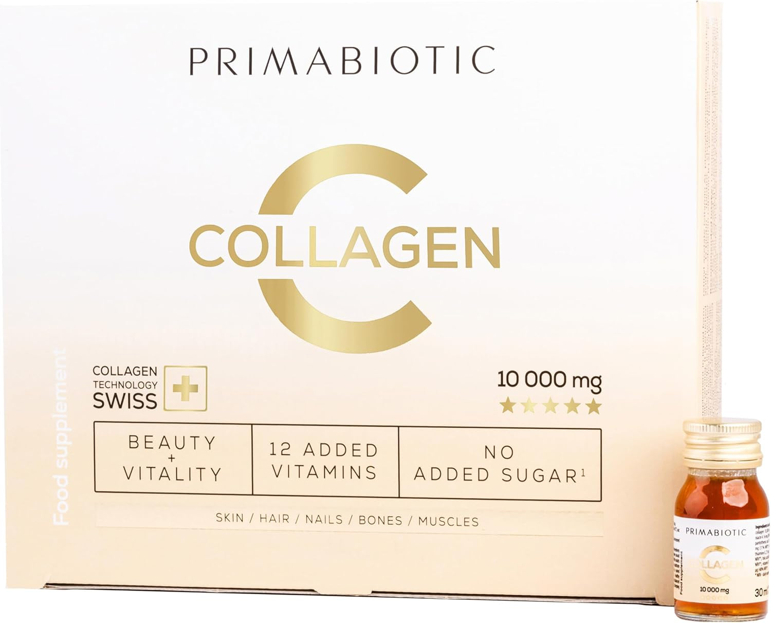 Primabiotic - Collagen Pack 30 Bottles 30 Ml - High Collagen Content [10,000 Mg] -Hydrolyzed - 900 Ml - Absorption 95%