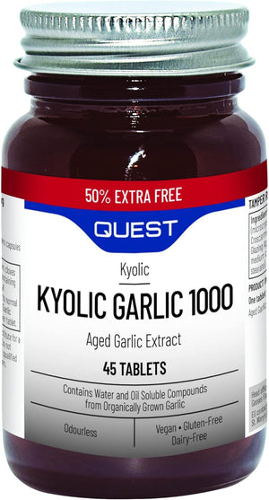 Quest Kyolic Garlic 90 Tablets - 600Mg High Strength Odourless Agedgarlic Extract for Heart, Liver & Immune Function. Daily Supplement, Improve Circulation, Liver Detox & Immunity (Pack of 1)