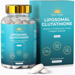 Glow within Liposomal Glutathione 1850Mg per Serving | Glutathione Supplement Capsules with Vitamin C | Master Antioxidant, Healthy Ageing, Boosts Immune System | 4X Higher Absorption (60 Softgels)