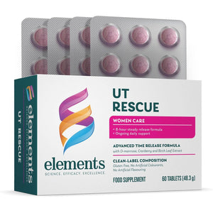 Elements UT Rescue - Supplement for Urinary Tract Support with D-Mannose Cranberry Extract and Birch Leaf Extract, UT and Bladder Health for Women and Men, Non-Gmo Gluten Free 60 Tablets