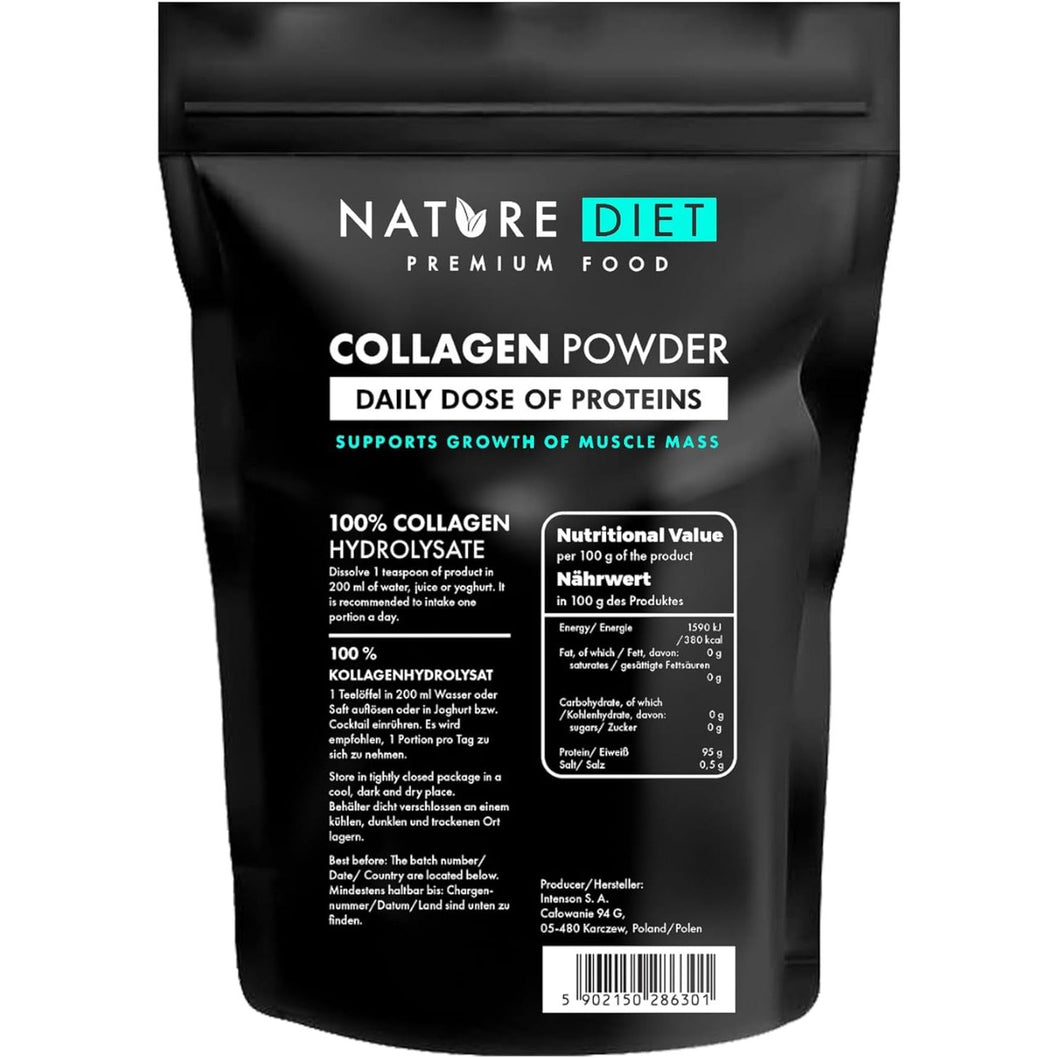Nature Diet - Collagen Powder (Type I, III) | 600 G | Hydrolysate | Unflavored | Collagen Peptides | Source of Protein
