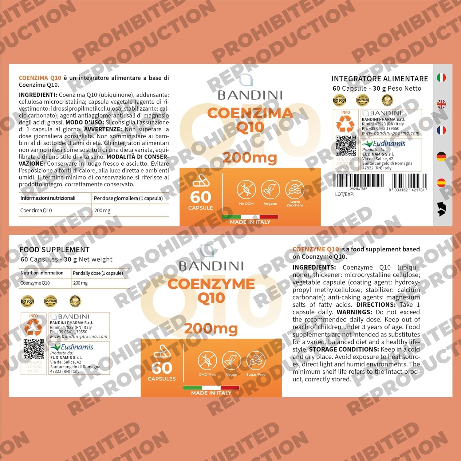 Bandini® Coq10 200Mg | 60 Vegan Capsules of High-Strength Co Enzyme Q10 (2-Month Supply) | Naturally Fermented & Lab Tested Ubiquinone Q 10 | High Absorption Coenzyme Coq 10 Supplement 100% Pure