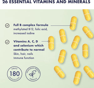 Higher Nature - Advanced Multi - Multi Vitamins Supplements - 26 Essential Vitamins, Minerals & Live Bacteria - 180 Tablets