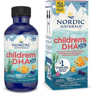 Nordic Natural Children’S DHA Xtra, Berry Punch - for Kids - 880 Mg Total Omega-3S with EPA & DHA - Cognitive & Immune Function, Learning, Social Development - Non-Gmo- 60Ml