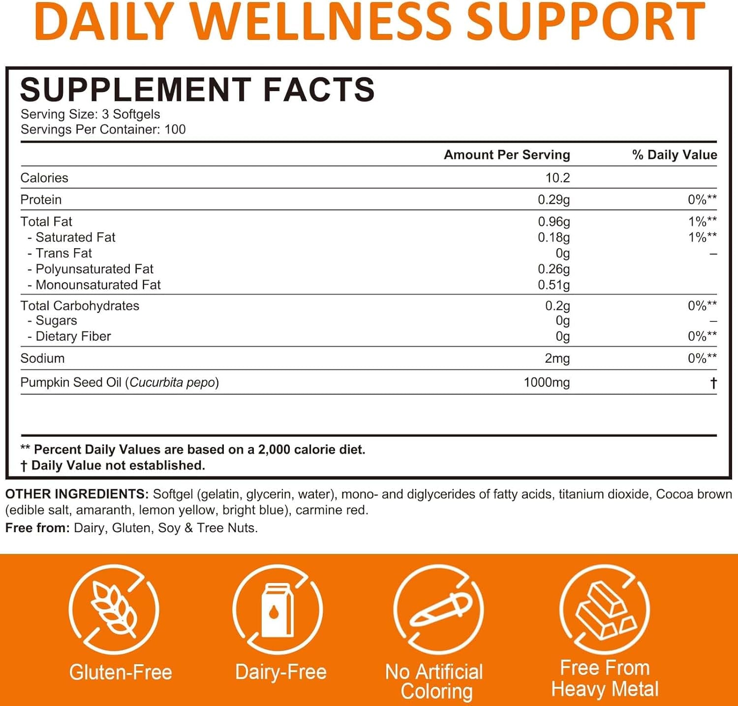 Pumpkin Seed Oil Capsules, Pumpkin Seed Oil Capsules Cold-Pressed 1,000 Mg per Serving, Supports Prostate Function, Hair Health, Rich in Essential Fatty Acids & Zin