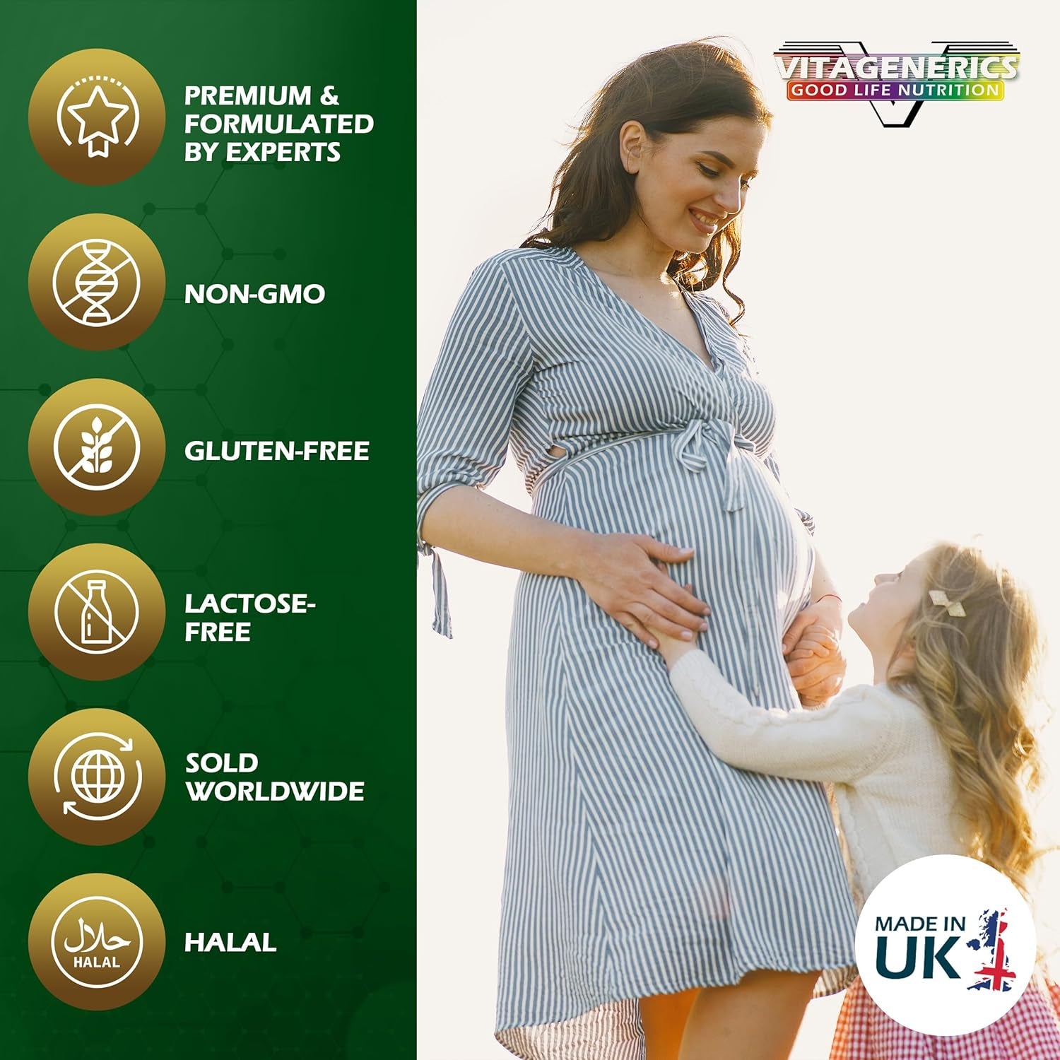 VITAGENERICS Fitpregnancy Multivitamin & Minerals plus Omega 3 | 30 Tablets plus 30 Capsules | with 600Μg Folic Acid, Iron, Zinc, B Vitamins & More. UK Made for Pregnant Women
