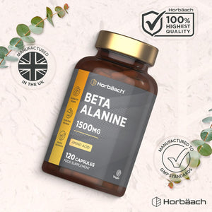 Fermented Beta Alanine 1500Mg | 120 Vegan Capsules | Premium Amino Acid Supplement for Men & Women | by Horbaach