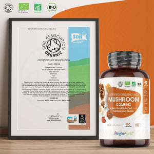 Organic Mushroom Complex 8-180 Capsules - 1000Mg - Lion'S Mane & 7 Mushroom Blends (Reishi, Chaga, Cordyceps, Shiitake, Oyster, Maitake & Coprinus) - Added Turmeric & Ginger - Vegan & Non-Gmo
