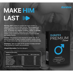 DURATEX Premium | Blue 10 Tablets | Ultra Strong 100Mg | Enhanced Stamina Firm Performance | Herbal Food Supplement | Fast Acting | Ginseng | Energy and Stamina Support | Made in UK