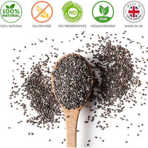Nutriseed Chia Seeds 500G - 100% Natural, High Fibre & Protein, Rich in Omega 3 6 & 9, Antioxidants, Contains 8 Amino Acids & Vitamins, Vegan-Friendly & Gluten-Free | from Peruvian Mountains