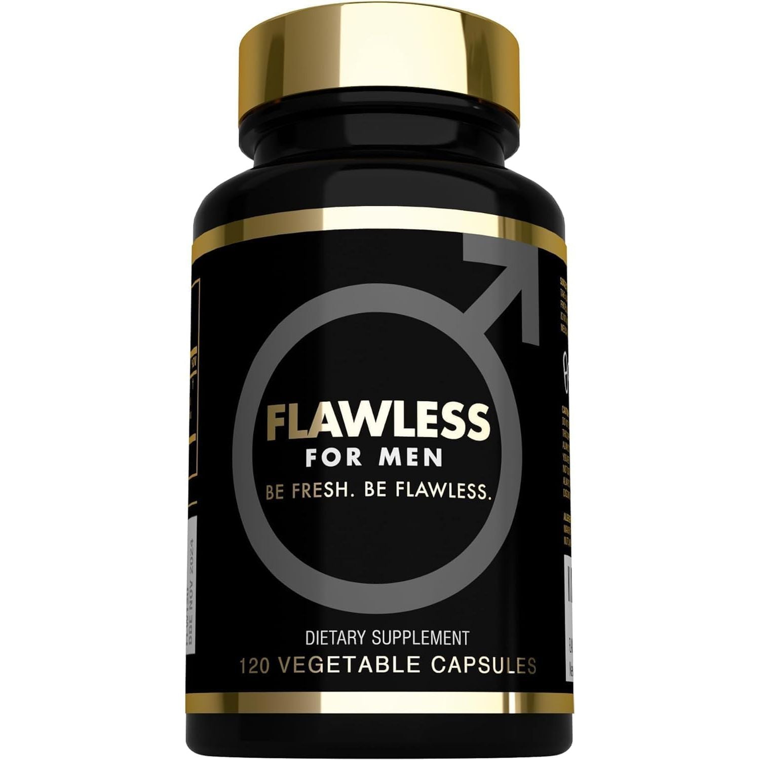 FLAWLESS for MEN Fibre Supplement 120 Capsules Psyllium Husk with Aloe Vera,Chia Seed & Flaxseed Powder Fiber, Gut Health, Cleanliness Constipation, IBS & Bloating Relief Soluble Fibre Pure Vegan.