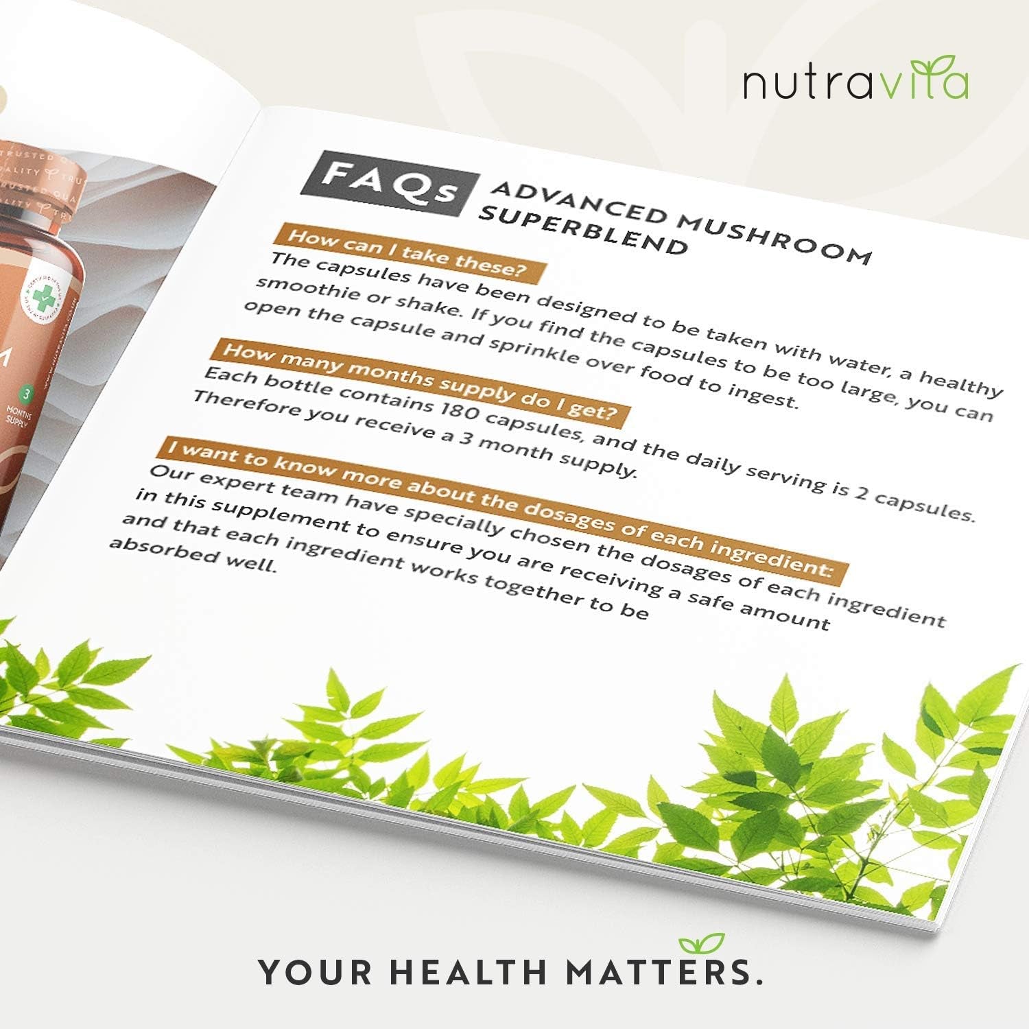 High Potency Mushroom Complex 14400Mg Superblend with Lions Mane - 6 Mushroom Complex with Chaga, Cordyceps, Shiitake, Reishi, Maitake and Lions Mane - 180 Vegan Capsules - Made in the UK