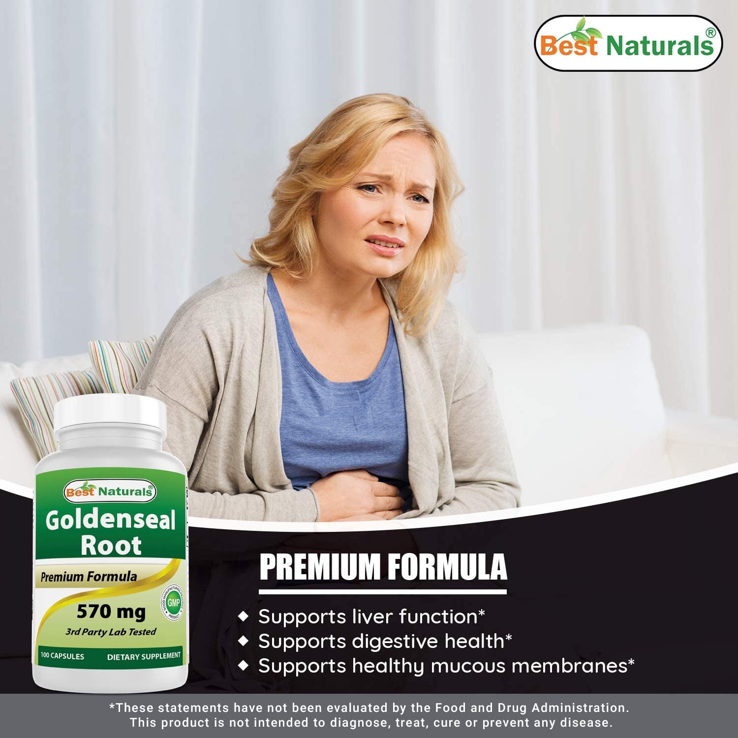 Best Naturals Goldenseal Root 570 Mg 100 Capsules (100 Count (Pack of 1))