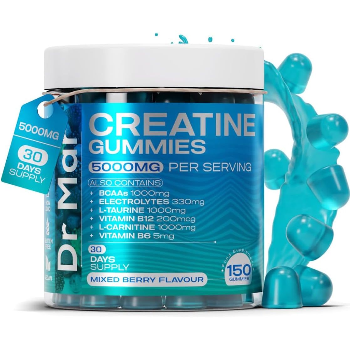 150 Creatine Gummies 5000Mg | Infused with Electrolytes + Amino Acids + Vitamin B12 (150 Gummies | 30 Day Supply) Vegan, Halal & Sugar-Free