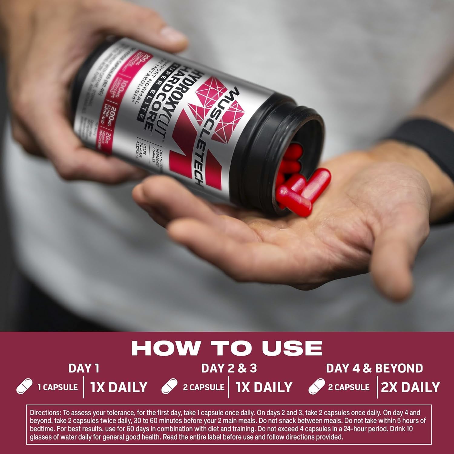 Muscletech Hydroxycut Hardcore Super Elite, Weightloss, Slimming Pills, Immune System Vitamins - B12 & B6, Increase Alertness & Performance, Support Fat Metabolism, 100 Count