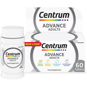 Centrum Advance Multivitamin & Mineral Supplements, 24 Essential Nutrients Including Vitamin D, C, Calcium, Daily Multivitamin Tablets, 60 Ct