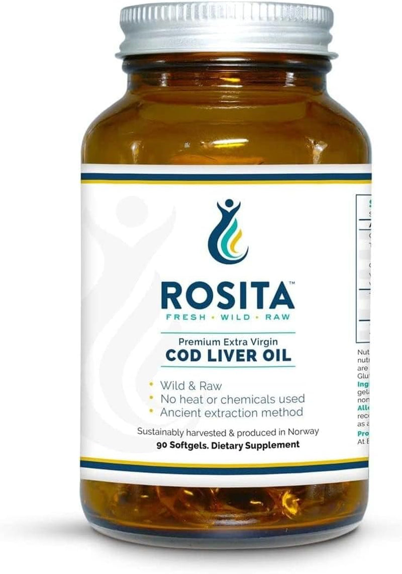 Rosita Real Foods Extra Virgin Cod Liver Oil (EVCLO) Softgels - 90 Softgels, 0.21 Kilograms