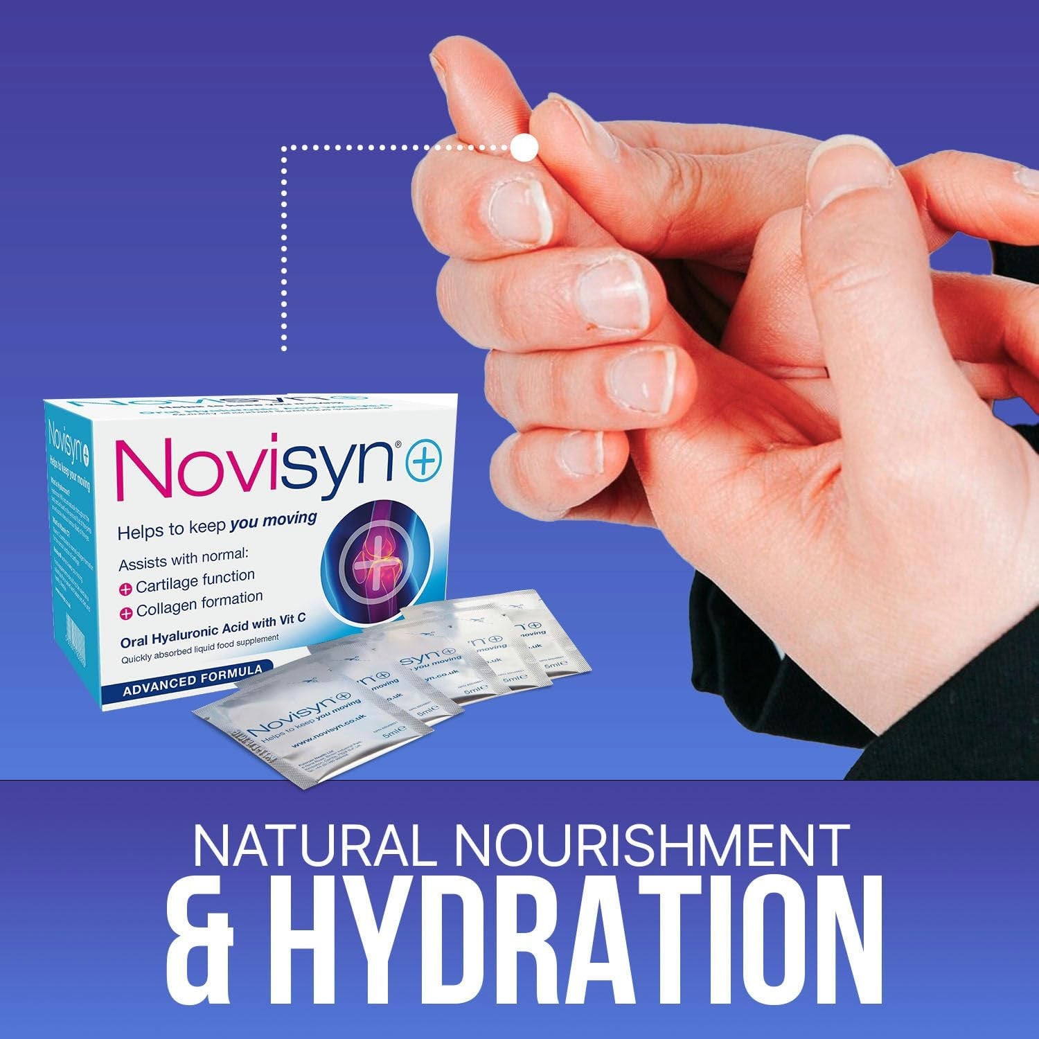 Novisyn+ Vegan Joint Care Supplement – Hip & Knee Joint Support for Men, Women - Hyaluronic Acid Joint Health Liquid 30-Day Supply by Fulcrum Health