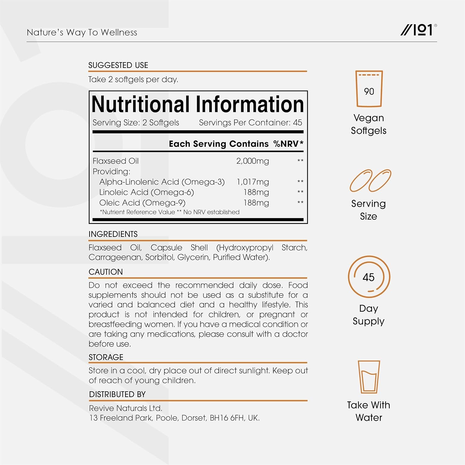 Flaxseed Oil 2000Mg – 90 Vegan Softgels – Cold-Pressed with Omega 3-6-9 – Pure & Potent Linum Usitatissimum - Resealable and Recyclable Pouch by Alpha01