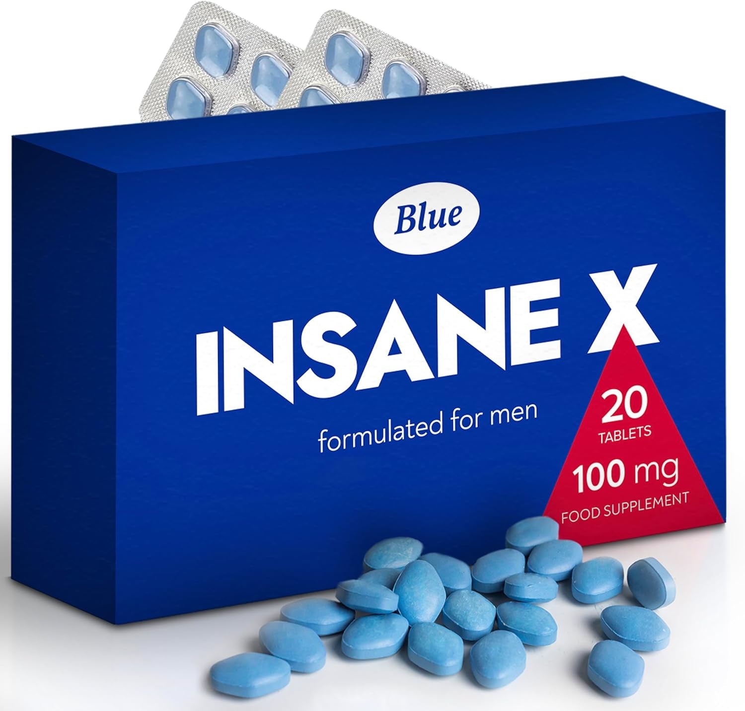 INSANE X - 20 Extra Strong Pills for Men UK - Natural Fast-Acting Maca Ginseng Tablets for Men - for Enhanced Performance