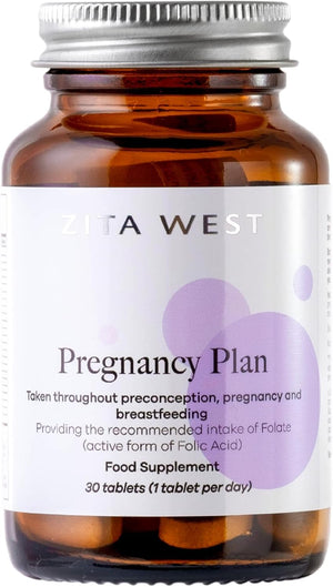 Zita West Pregnancy Plan Conception Vitamins - Preconception, Pregnancy & Breastfeeding Multivitamin - Including Folate - 30 Tablets (1 Month Supply)