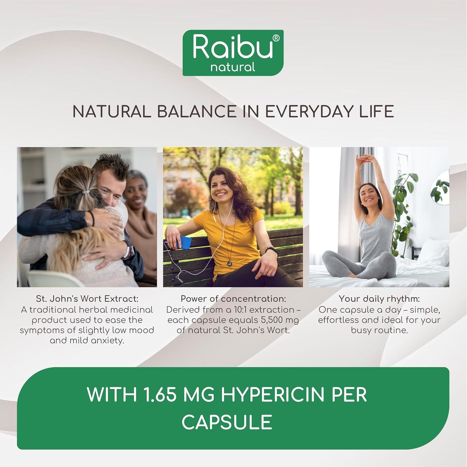 St John'S Wort - 550 Mg St John'S Wort Extract per Capsule - Mood & Emotional Wellbeing - Maximum Strength, 6-Month Supply - 180 Vegan Capsules, No Additives - Raibu