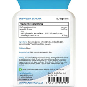 Health4All Boswellia Serrata Extract 2800Mg (303Mg Boswellic Acids per Capsule) 120 Capsules 4 Months Supply, Purest OA & Joint Support Supplement, High Strength Indian Frankincense Resin | Made in UK