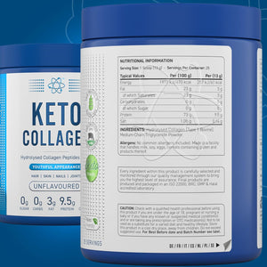 Applied Nutrition Keto Collagen Protein - Keto Protein Powder with MCT, Ketogenic & Paleo Diet, Zero Sugar & Carbs, Healthy Skin, Hair, Nails (Unflavoured) (325G - 25 Servings)