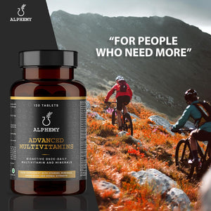 Advanced Multivitamin & Minerals | 120 Tablets / 4 Month Supply | 26 A-Z High Strength Bioactive Vitamins, Minerals, Antioxidants & Herbal Extracts. Daily Supplement for Men & Women. UK Made Alphemy