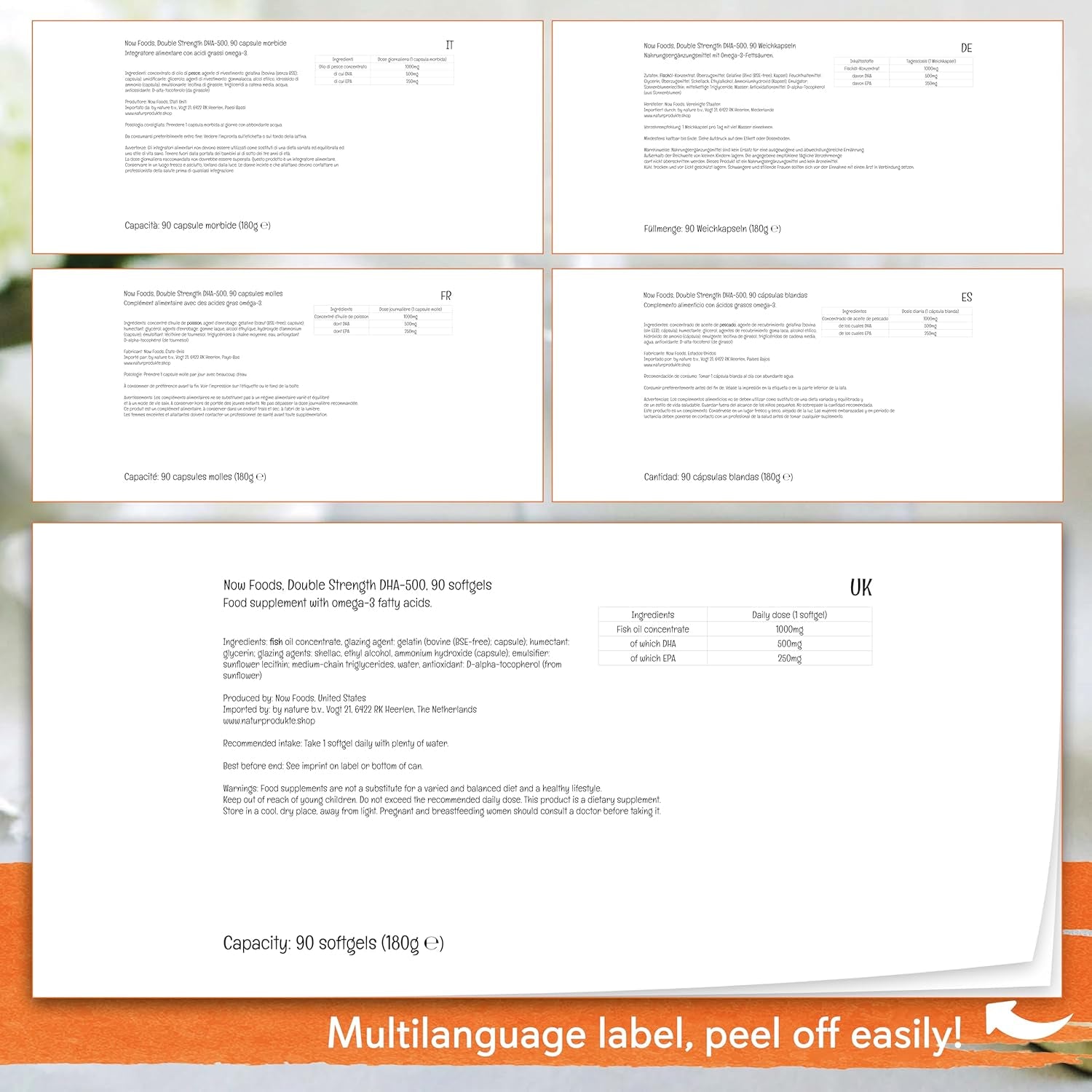 Now Foods, Double Strength DHA-500, Omega-3 from Fatty Acids, High Dose, 90 Softgels, Soy Free, Gluten Free, Non-Gmo