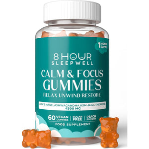 Lion'S Mane Mushroom & Ashwagandha KSM-66 Gummies - 4300Mg High Strength Supplement - 60 Sugar-Free & Vegan Gummies - with Zinc, B6 & B12 - for Calming, Mental Performance, and Nervous System Support