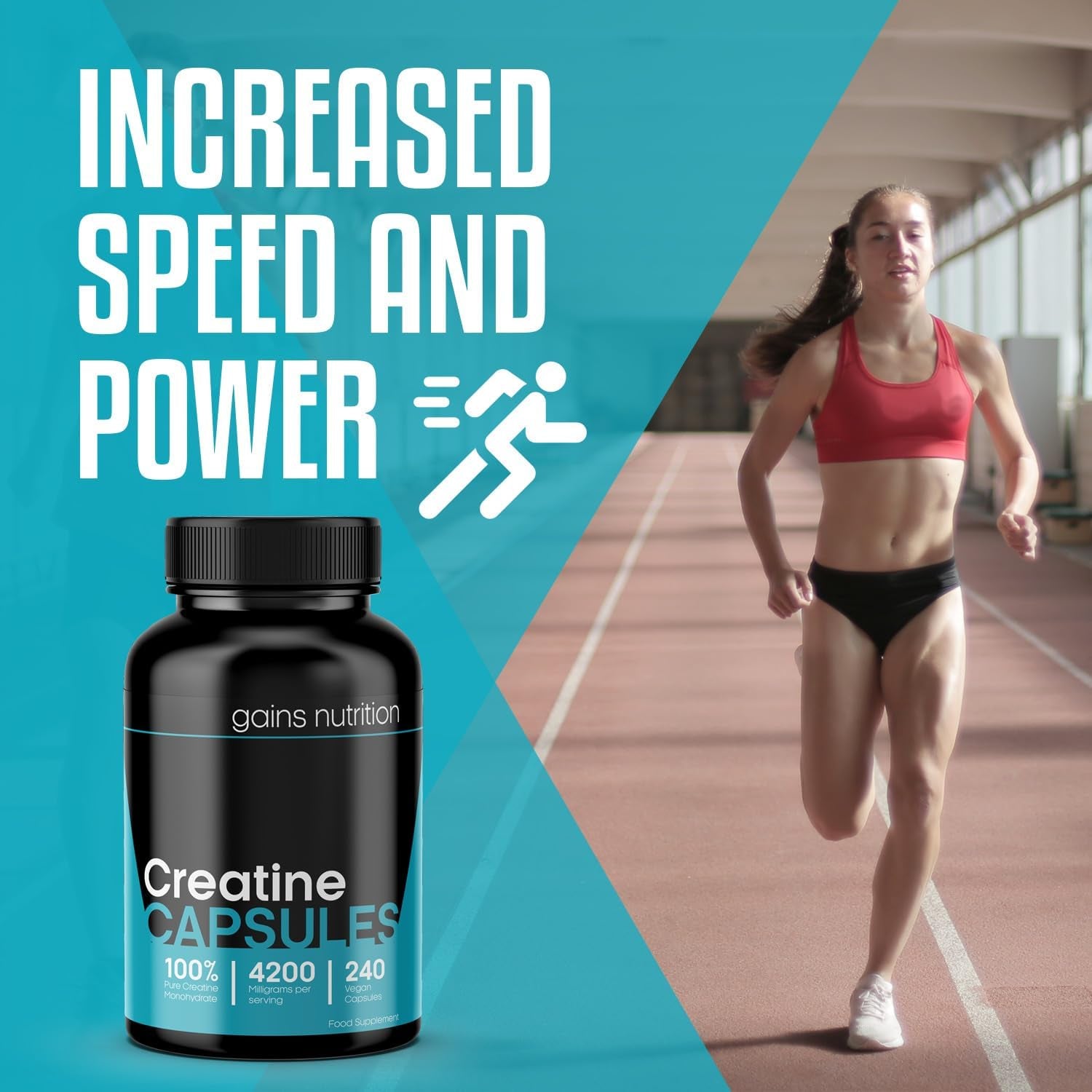 GN Creatine Capsules | 240 Creatine Monohydrate Capsules for Men & Women | High Strength 4200Mg Creatine-Monohydrate per Serving | Non-Gmo, Gluten & Filler Free