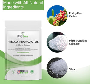 Bodygenix Prickly Pear Cactus Capsules - 1000Mg Digestive Health Immune System anti Inflammation Support Natural Dietary Supplement - 120 Capsules 4 Month Supply