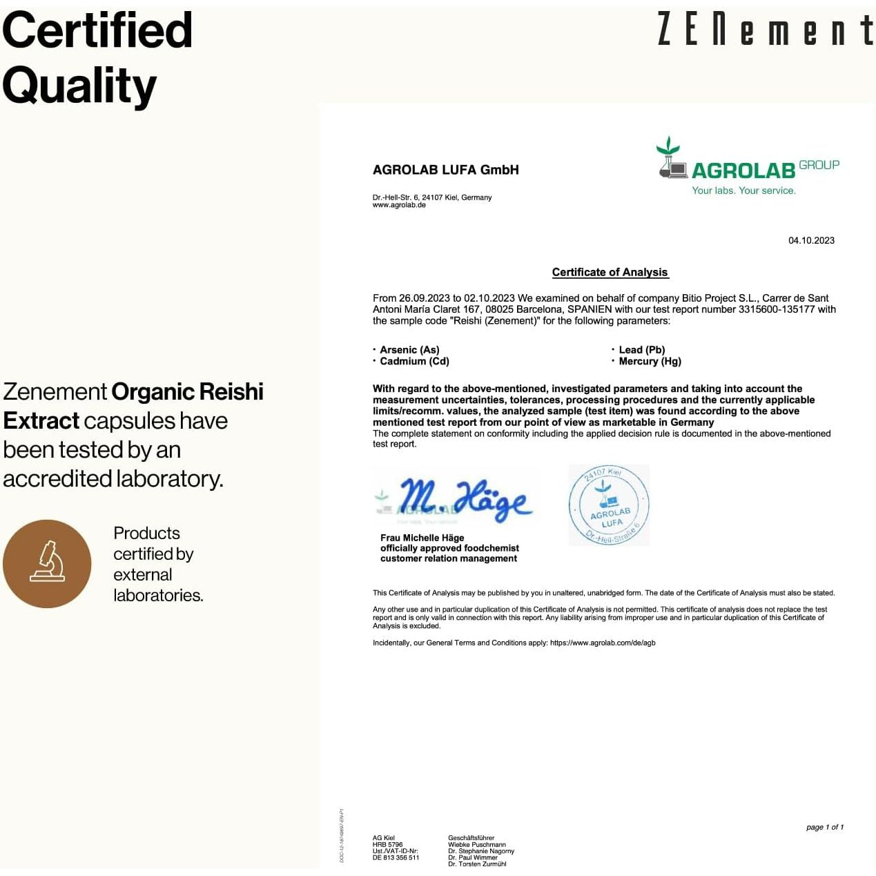 Pure Organic Reishi 12000 Mg | 180 Vegan Capsules for 6 Months | with 50% Polysaccharides, 20% Beta-Glucans, and 2% Triterpenes | Ganoderma Lucidum | Antioxidant, Energizing | No Additives | Zenement