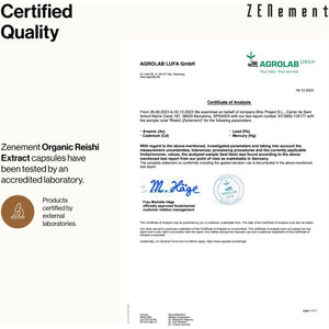 Pure Organic Reishi 12000 Mg | 180 Vegan Capsules for 6 Months | with 50% Polysaccharides, 20% Beta-Glucans, and 2% Triterpenes | Ganoderma Lucidum | Antioxidant, Energizing | No Additives | Zenement